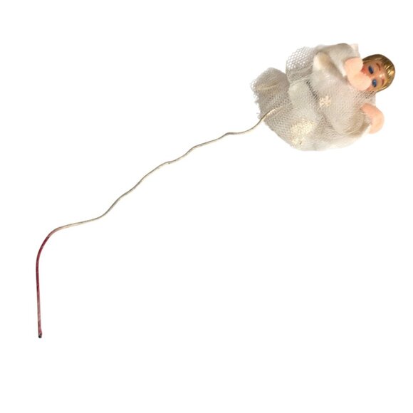 Vintage 60s Angel Floral Pick Hard Plastic Head Tulle Christmas Crafting Japan - Picture 7 of 7